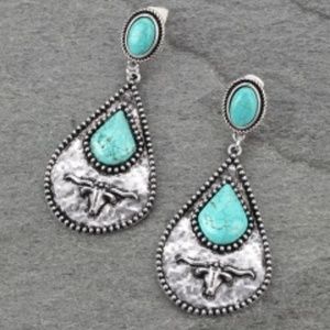 Turquoise Steer Head Post Earrings